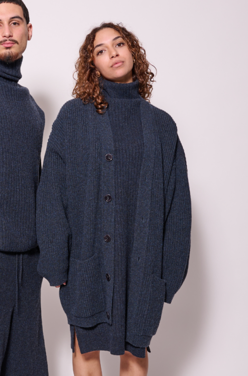 Manteau Cardigan Navy