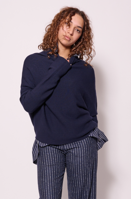 Pull Tricoté en Laine Navy