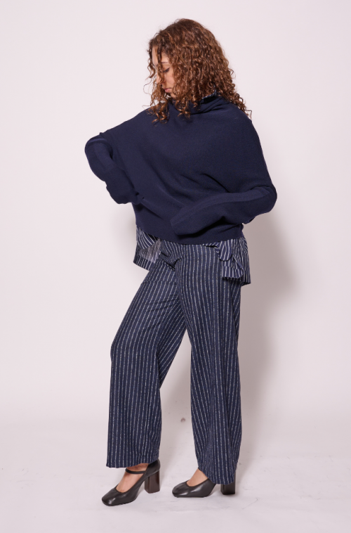 Pull Tricoté en Laine Navy