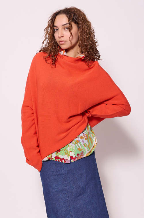 Pull Tricoté en Laine Orange