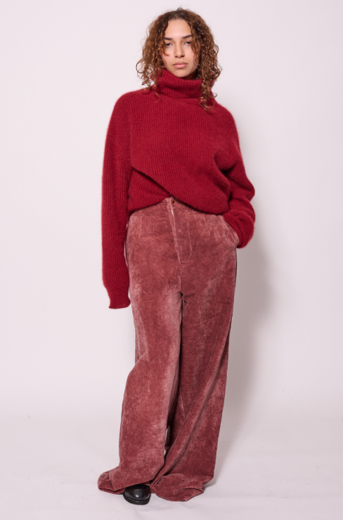 Pantalon Velours Rouge